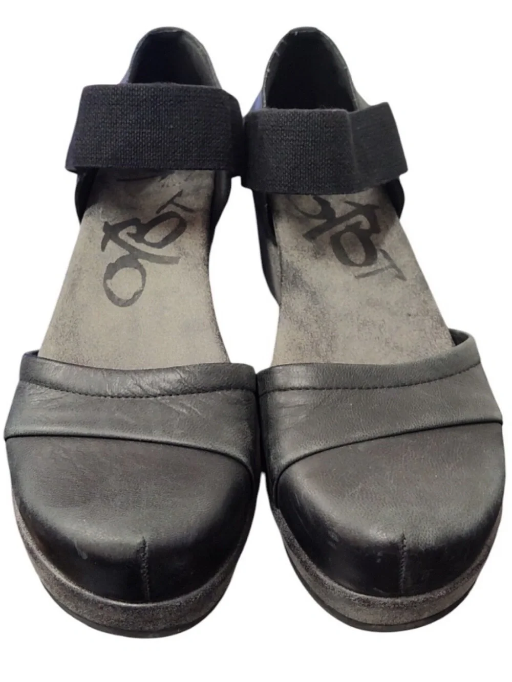 OTBT Wander Out Black Leather Comfort Wedge Shoes Size 10